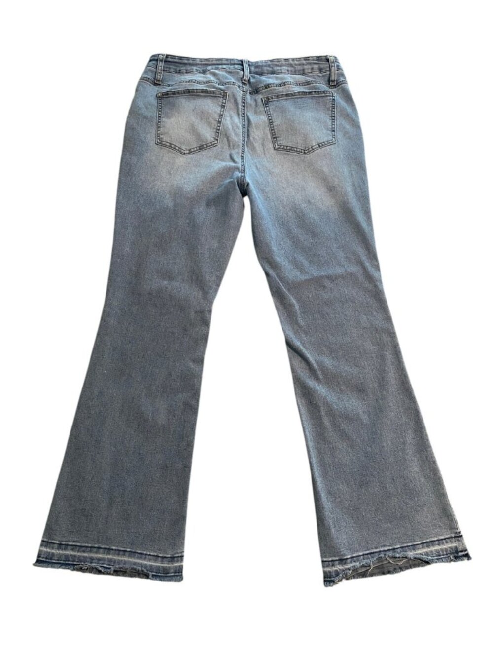 ARULA - Light Wash Flare Jeans Raw Hem Stretch Denim - Size 16 - Picture 2 of 10